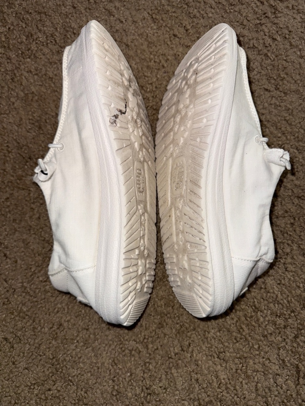 Hey Dude Women’s White Slip-On Sneakers with Blue Inner Pattern - Picture 12 of 13